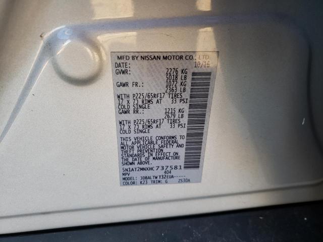 2017 NISSAN ROGUE SV 5N1AT2MNXHC737581