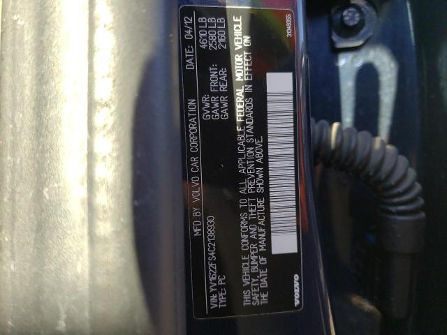 2012 VOLVO S60 T5 YV1622FS4C2138930