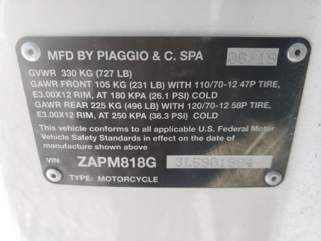 2020 VESPA PRIMAVERA ZAPM818G3L5901984