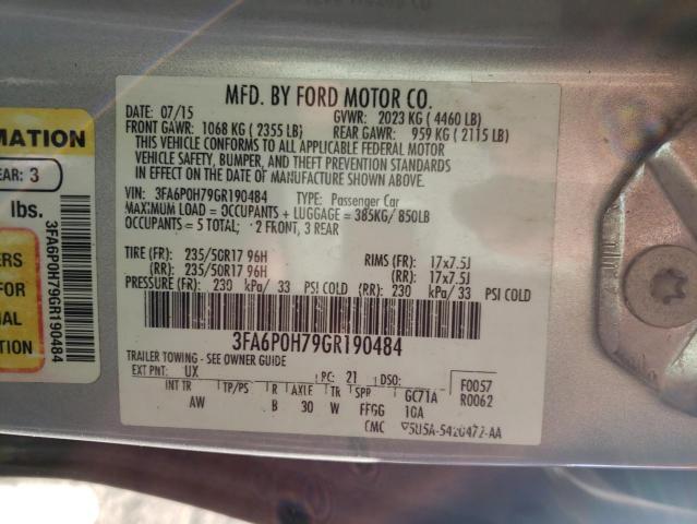 2016 FORD FUSION SE 3FA6P0H79GR190484
