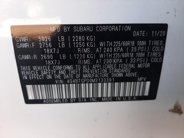 2021 SUBARU OUTBACK TO 4S4BTGPD0M3133391