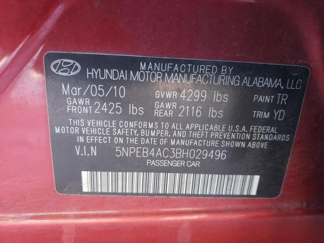2011 HYUNDAI SONATA GLS 5NPEB4AC3BH029496