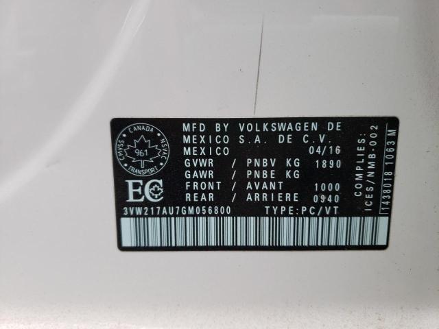 2016 VOLKSWAGEN GOLF S/SE 3VW217AU7GM056800