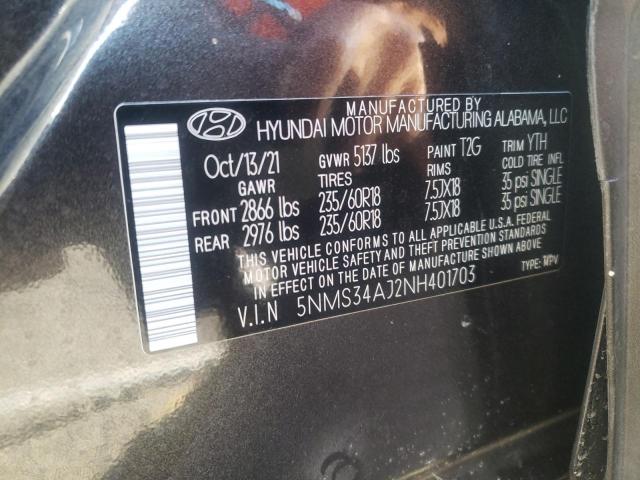 2022 HYUNDAI SANTA FE S 5NMS34AJ2NH401703