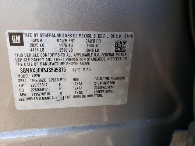 2018 CHEVROLET EQUINOX LT 3GNAXJEV5JS595875