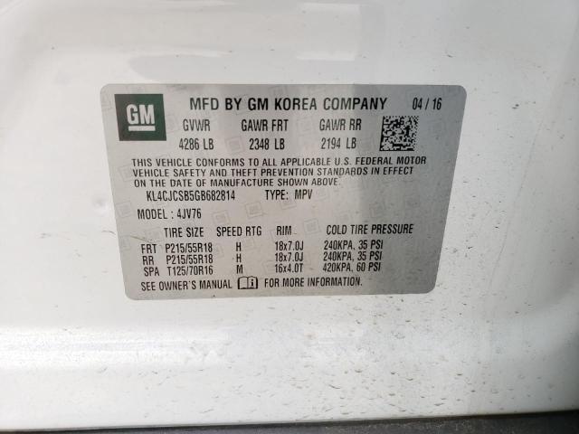 2016 BUICK ENCORE KL4CJCSB5GB682814