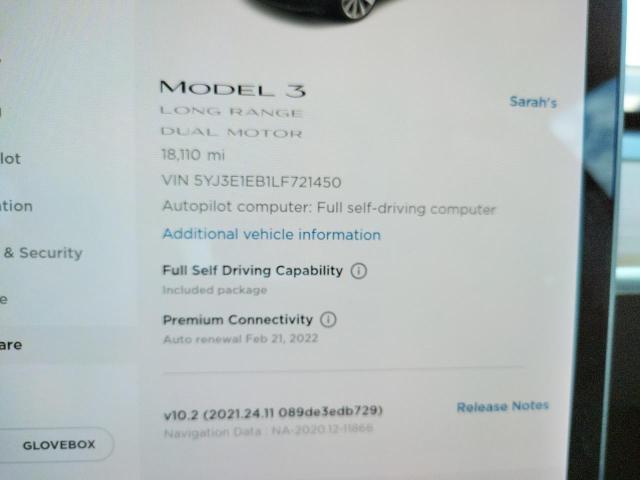 2020 TESLA MODEL 3 5YJ3E1EB1LF721450