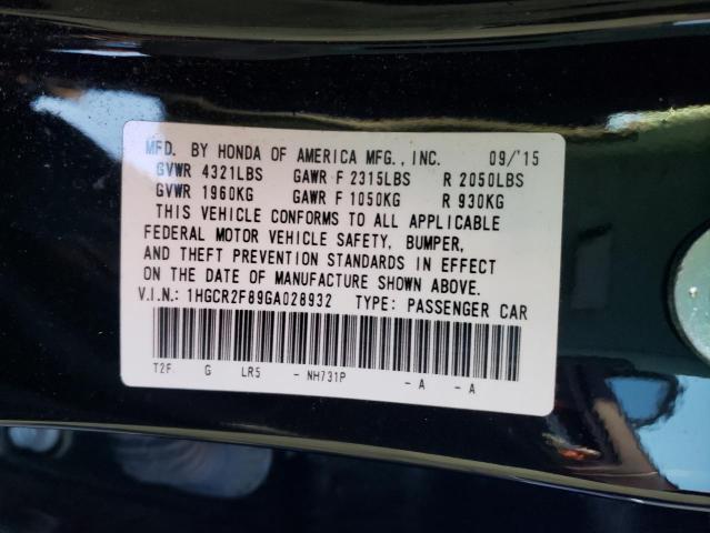 1HGCR2F89GA028932 Honda Accord Exl 2016. Фото: 9