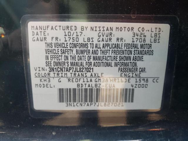2018 NISSAN VERSA S 3N1CN7AP7JL827021