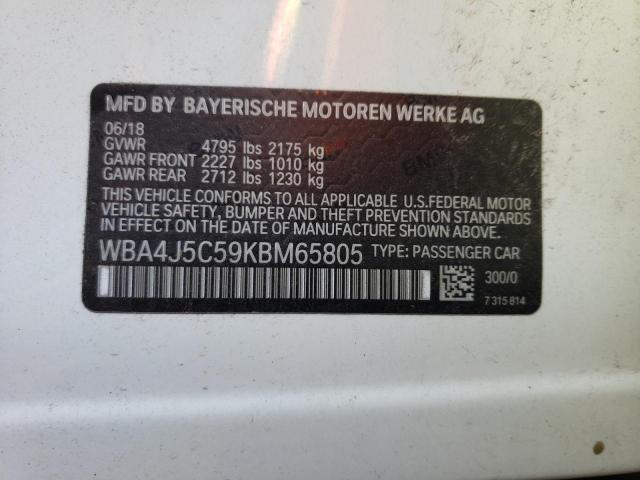 2019 BMW 440I GRAN WBA4J5C59KBM65805