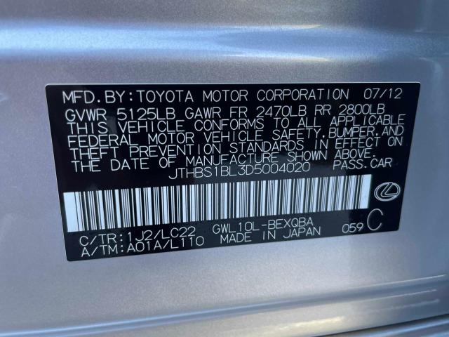 2013 LEXUS GS 450H JTHBS1BL3D5004020