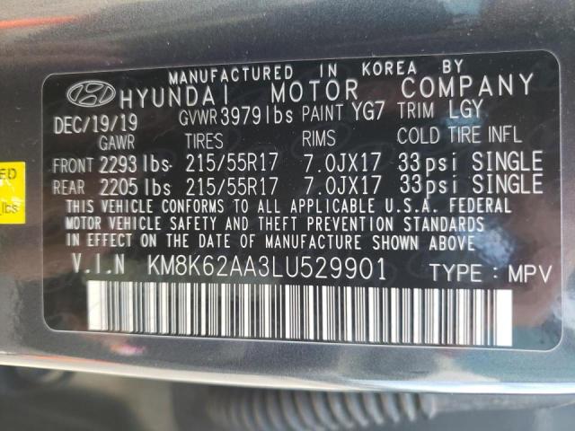 2020 HYUNDAI KONA SEL P KM8K62AA3LU529901