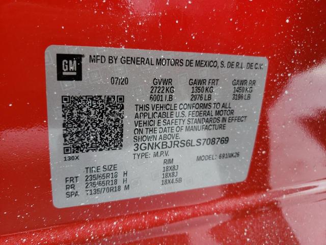 2020 CHEVROLET BLAZER 3LT 3GNKBJRS6LS708769