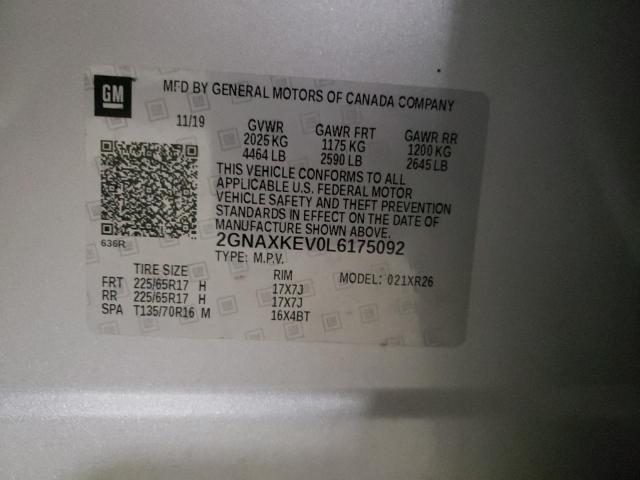2020 CHEVROLET EQUINOX LT 2GNAXKEV0L6175092