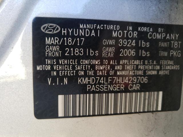 KMHD74LF7HU429706 Hyundai Elantra Se 2017. Фото: 9