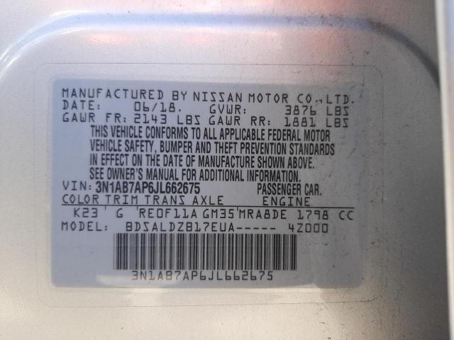2018 NISSAN SENTRA S/S 3N1AB7AP6JL662675