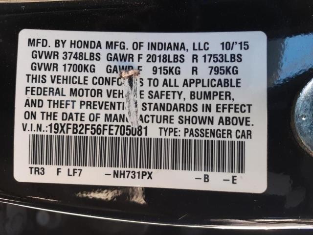 19XFB2F56FE705081 Honda Civic Lx 2015. Фото: 9