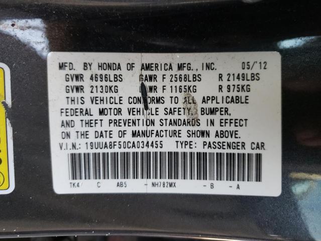 2012 ACURA TL 19UUA8F50CA034455