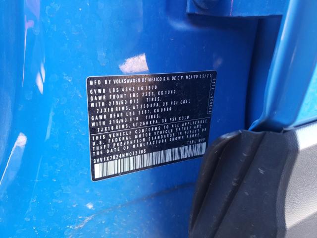 2022 VOLKSWAGEN TAOS SEL 3VV1X7B24NM013105