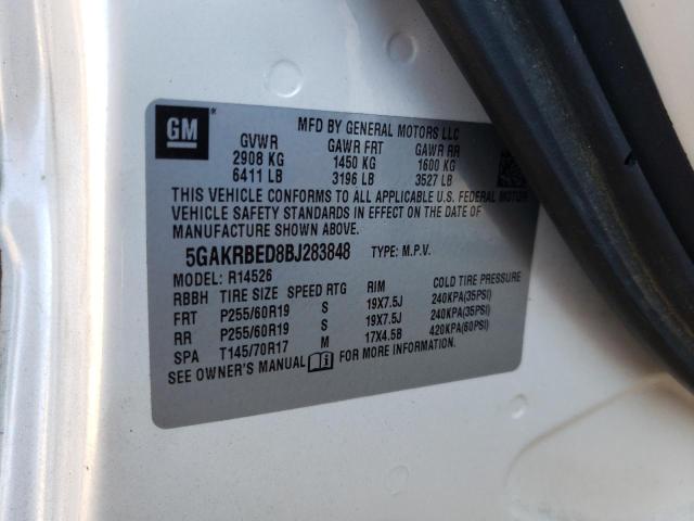 2011 BUICK ENCLAVE CX 5GAKRBED8BJ283848