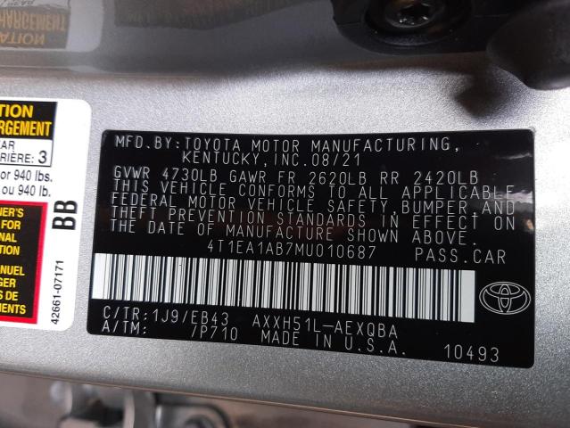2021 TOYOTA AVALON XSE 4T1EA1AB7MU010687