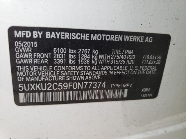 2015 BMW X6 XDRIVE3 5UXKU2C59F0N77374
