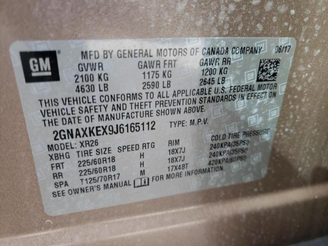 2018 CHEVROLET EQUINOX LT 2GNAXKEX9J6165112