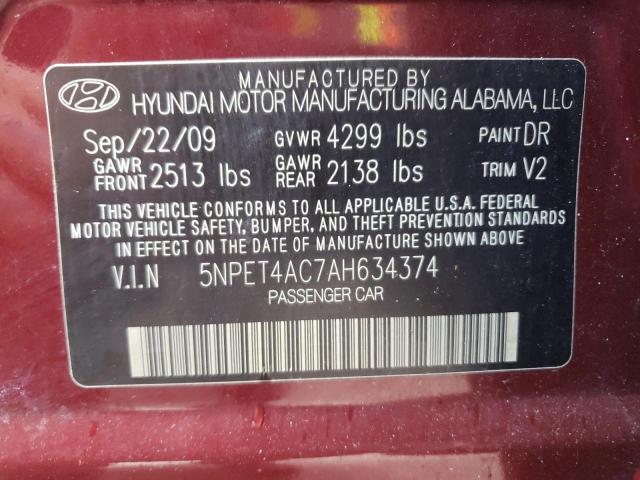 2010 HYUNDAI SONATA GLS 5NPET4AC7AH634374