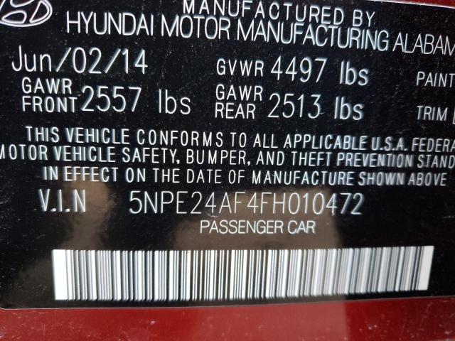 2015 HYUNDAI SONATA SE 5NPE24AF4FH010472