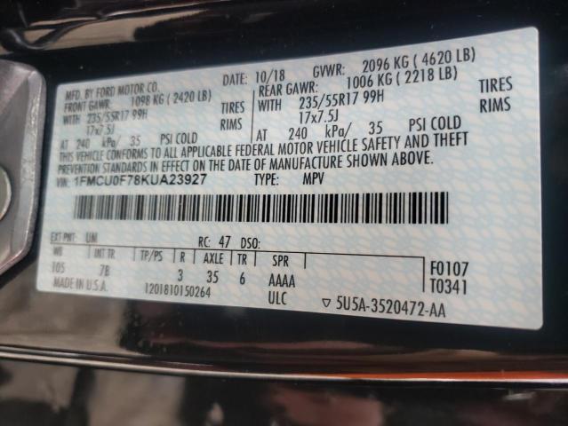 2019 FORD ESCAPE S 1FMCU0F78KUA23927