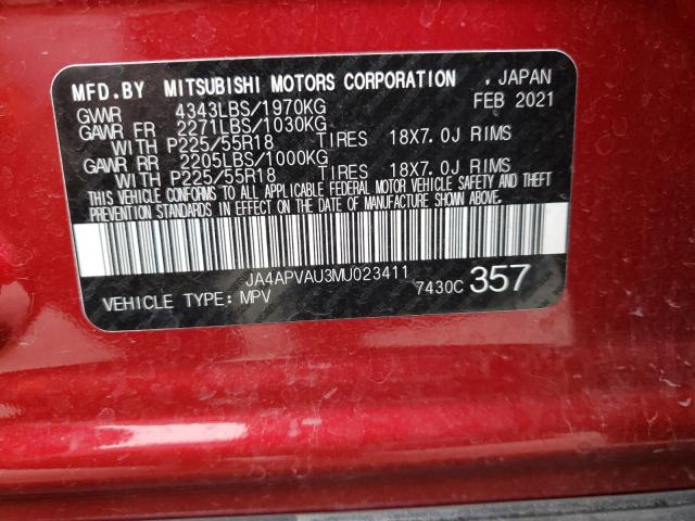 2021 MITSUBISHI OUTLANDER JA4APVAU3MU023411