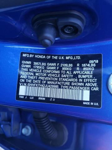 2018 HONDA CIVIC SPOR - SHHFK7H42JU429985