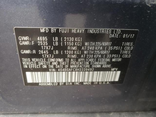 2017 SUBARU OUTBACK 2. 4S4BSAFC8H3339492