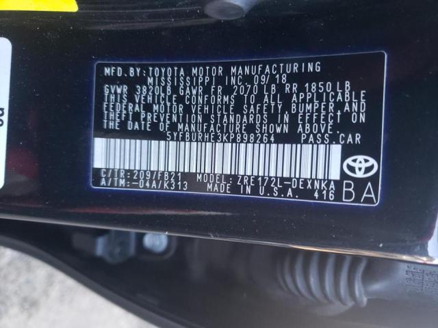 5YFBURHE3KP898264 Toyota Corolla L 2019. Фото: 9