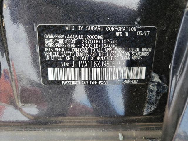 2018 SUBARU WRX LIMITE JF1VA1F6XJ9806757
