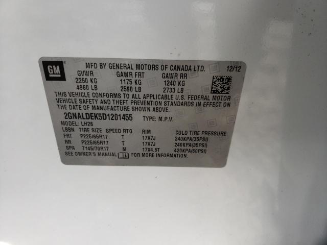 2GNALDEK5D1201455 Chevrolet Equinox Lt 2013. Фото: 9