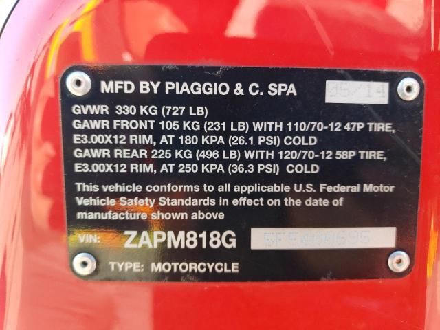 2015 VESPA SPRINT 150 ZAPM818G5F5400695