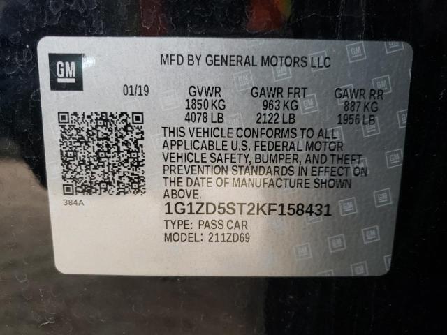 2019 CHEVROLET MALIBU LT 1G1ZD5ST2KF158431