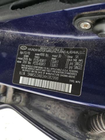 5NMSG3AB3AH382998 Hyundai Santa Fe G 2010. Фото: 9