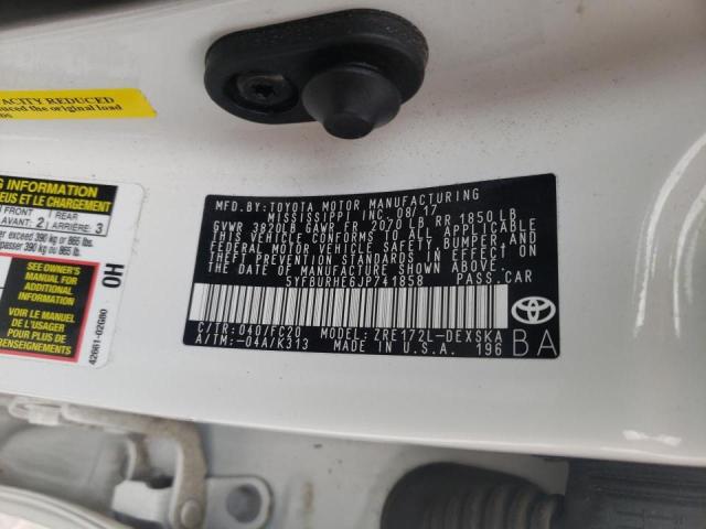 2018 TOYOTA COROLLA L 5YFBURHE6JP741858