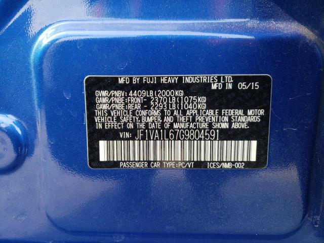 2016 SUBARU WRX LIMITE JF1VA1L67G9804591