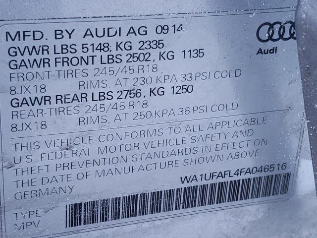 2015 AUDI A4 ALLROAD WA1UFAFL4FA046516