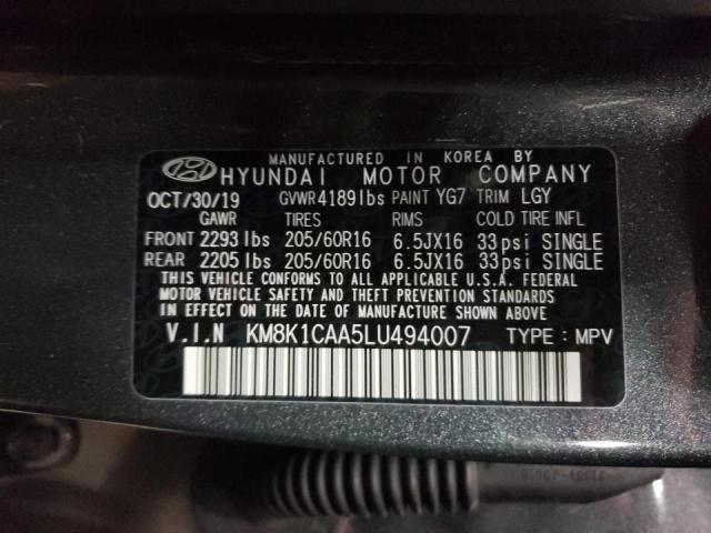 2020 HYUNDAI KONA KM8K1CAA5LU494007