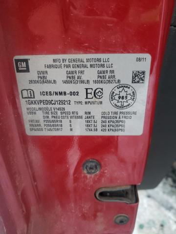 1GKKVPED9CJ129212 Gmc Acadia Sle 2012. Фото: 9