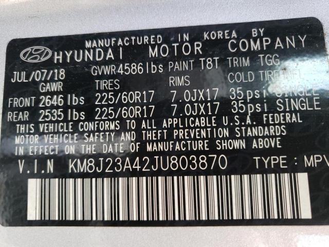 2018 HYUNDAI TUCSON SE KM8J23A42JU803870