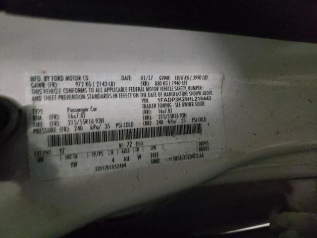 2017 FORD FOCUS SE 1FADP3K29HL216443