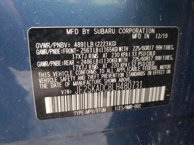 2020 SUBARU FORESTER JF2SKADC8LH480731