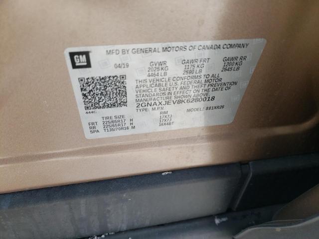 2019 CHEVROLET EQUINOX LT 2GNAXJEV8K6280018