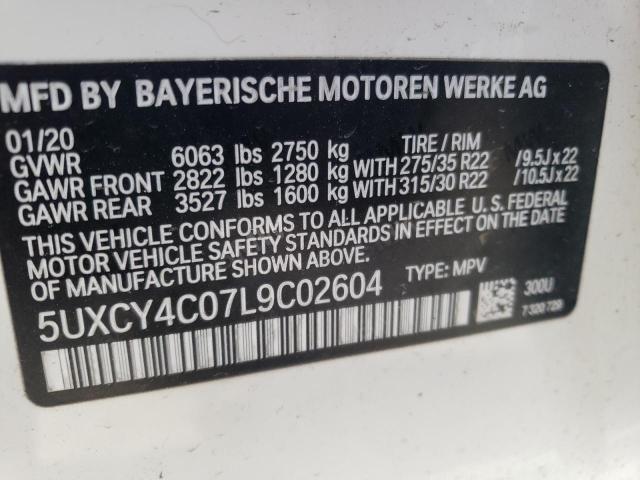 2020 BMW X6 SDRIVE 5UXCY4C07L9C02604