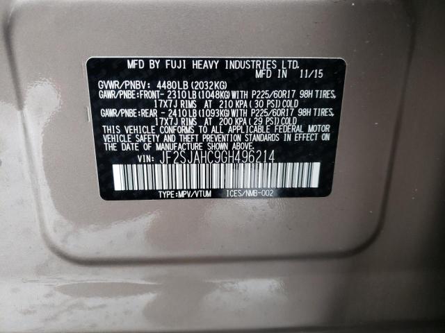 2016 SUBARU FORESTER 2 JF2SJAHC9GH496214